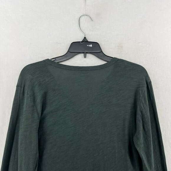 Madewell Shirt Women's Sz S Grayish Green Plain Split Neck Regular Fit Pullover - Picture 8 of 12